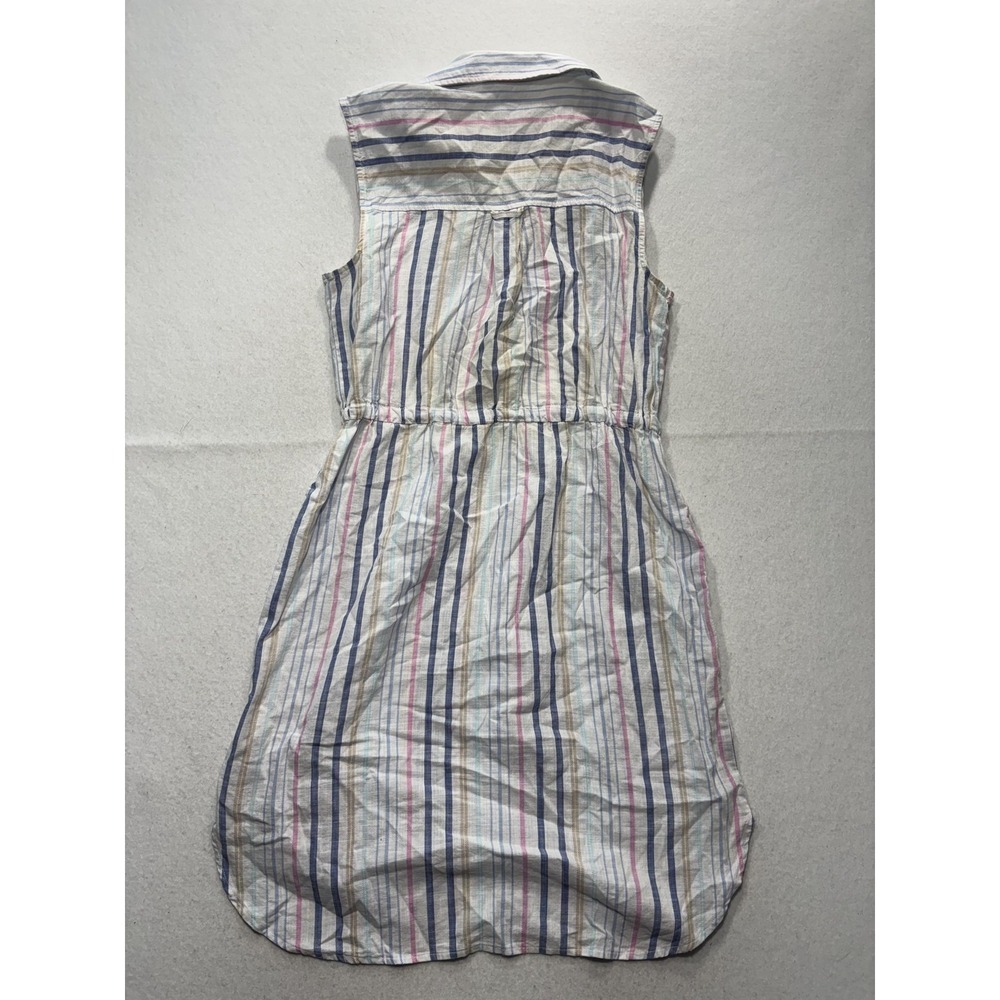 Time And Tru Womens M Multicolor Stripe Sleeveless Button Shirt Dress - Picture 5 of 10
